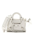 Extra Supple Calfskin Crocodile Embossed Neo Classic Silver Hardware Super Nano City Crossbody  White