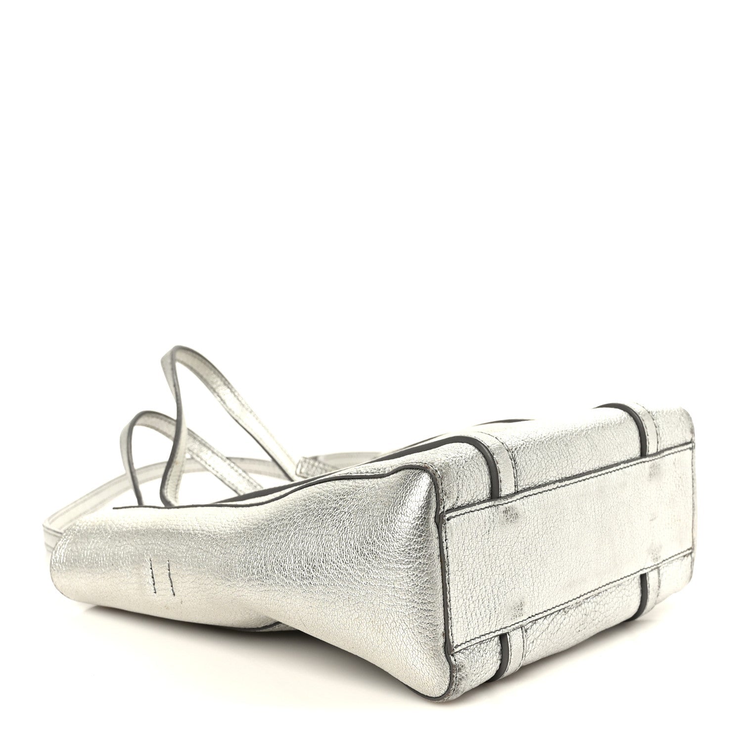 Metallic Goatskin Logo XXS Everyday Tote Argent Black