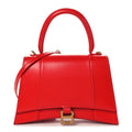 Shiny Box Calfskin Medium Hourglass Top Handle Bag Bright Red