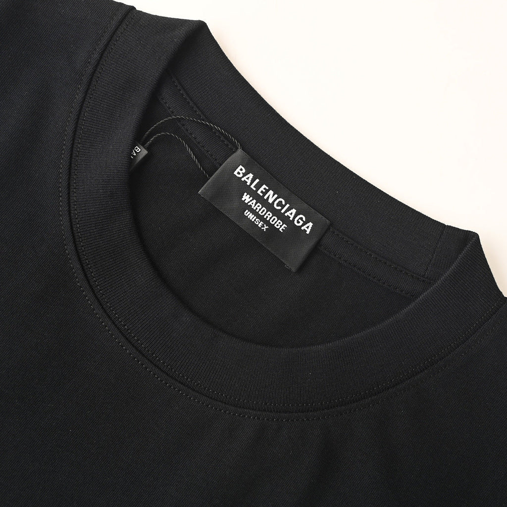 BALENCIAGA Distressed Double-B & Bitcoin Print Short-Sleeve T-Shirt