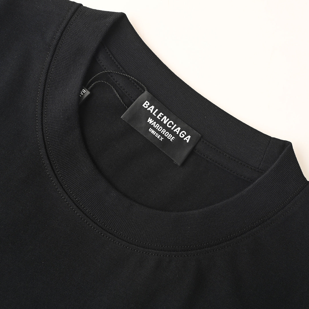 BALENCIAGA Distressed Double-B & Bitcoin Print Short-Sleeve T-Shirt