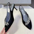 Balenciaga x Manolo Blahnik Slingback 58mm Black Satin Leather