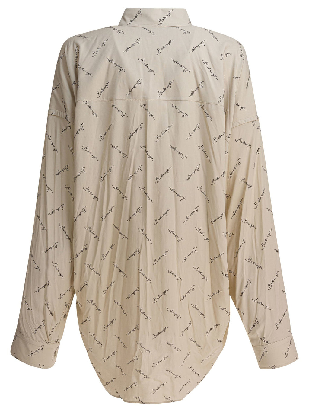 Balenciaga Oversized Shirt With Logo Beige
