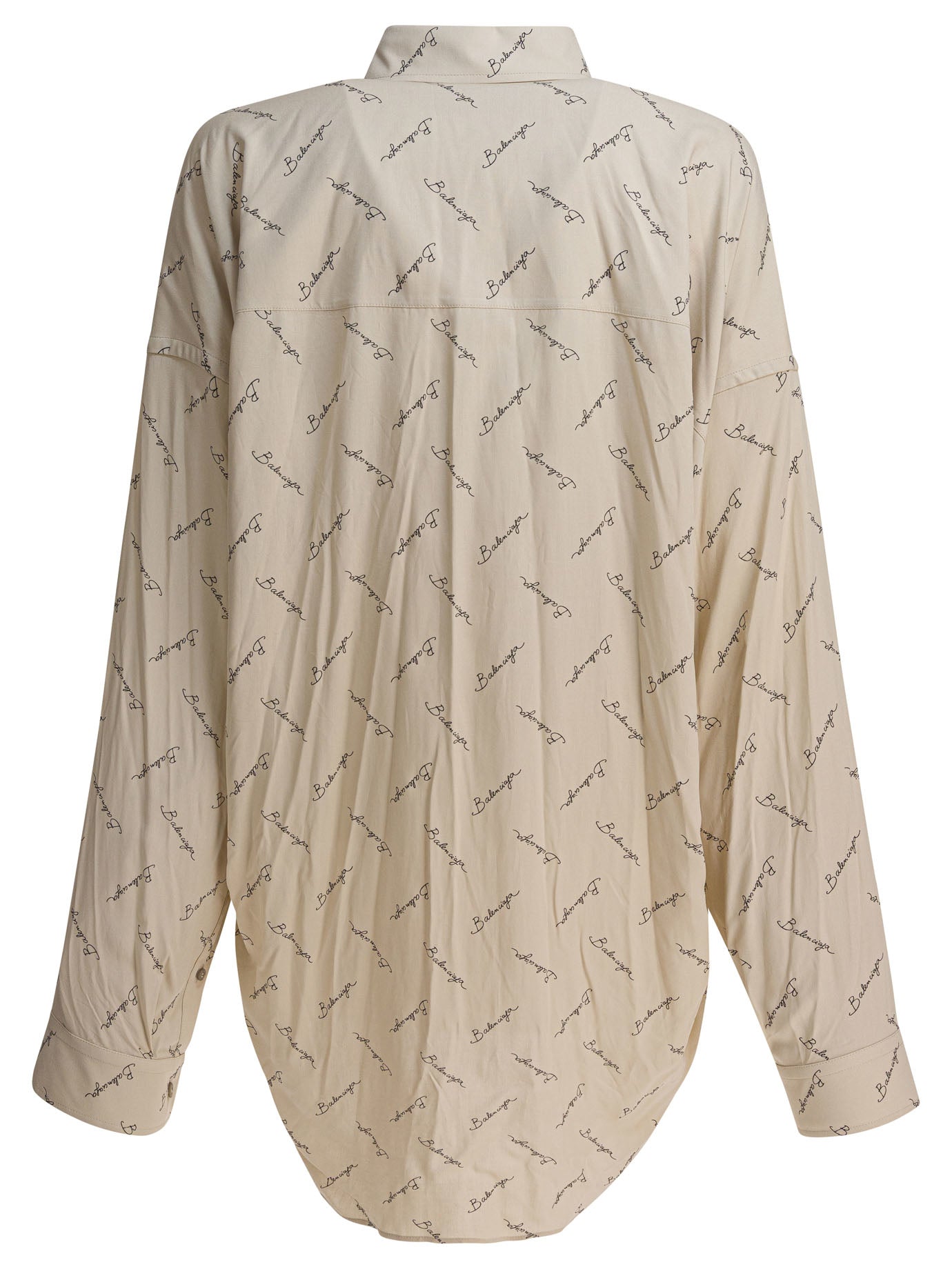 Balenciaga Oversized Shirt With Logo Beige