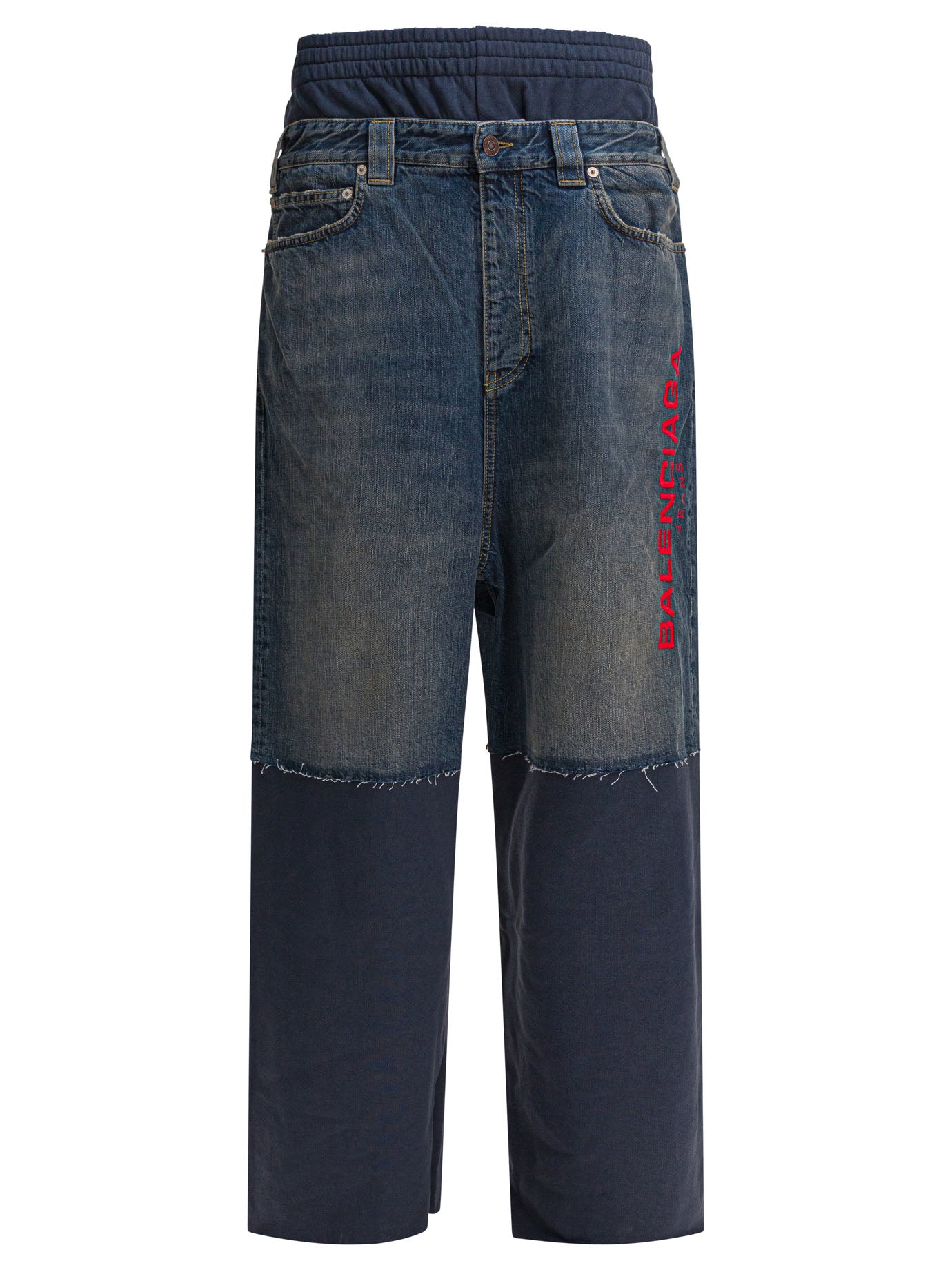 Balenciaga Patched Molleton Jeans Blue Men