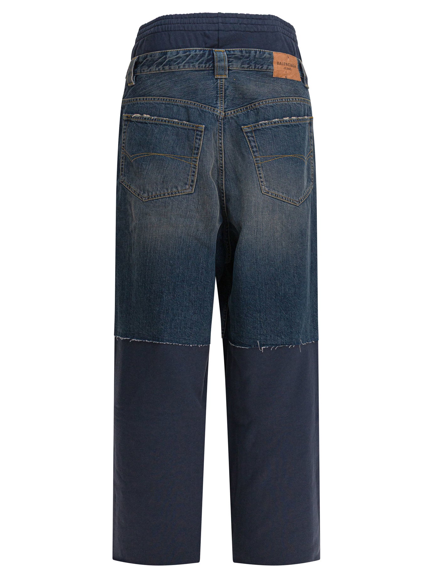 Balenciaga Patched Molleton Jeans Blue Men