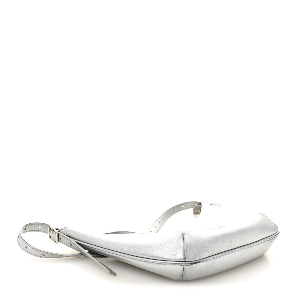 Metallic Calfskin Mary Kate Shoulder Bag Silver