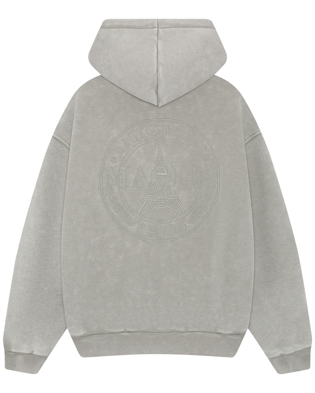 Magiri Embroidered Acid Wash Hoodie in Washed Oatmeal