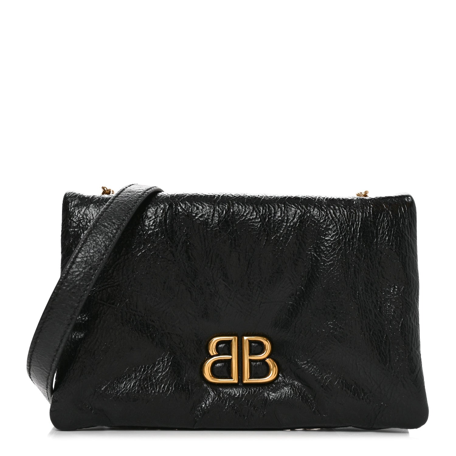 Arena Calfskin Puffy Monaco Chain Shoulder Bag  Black