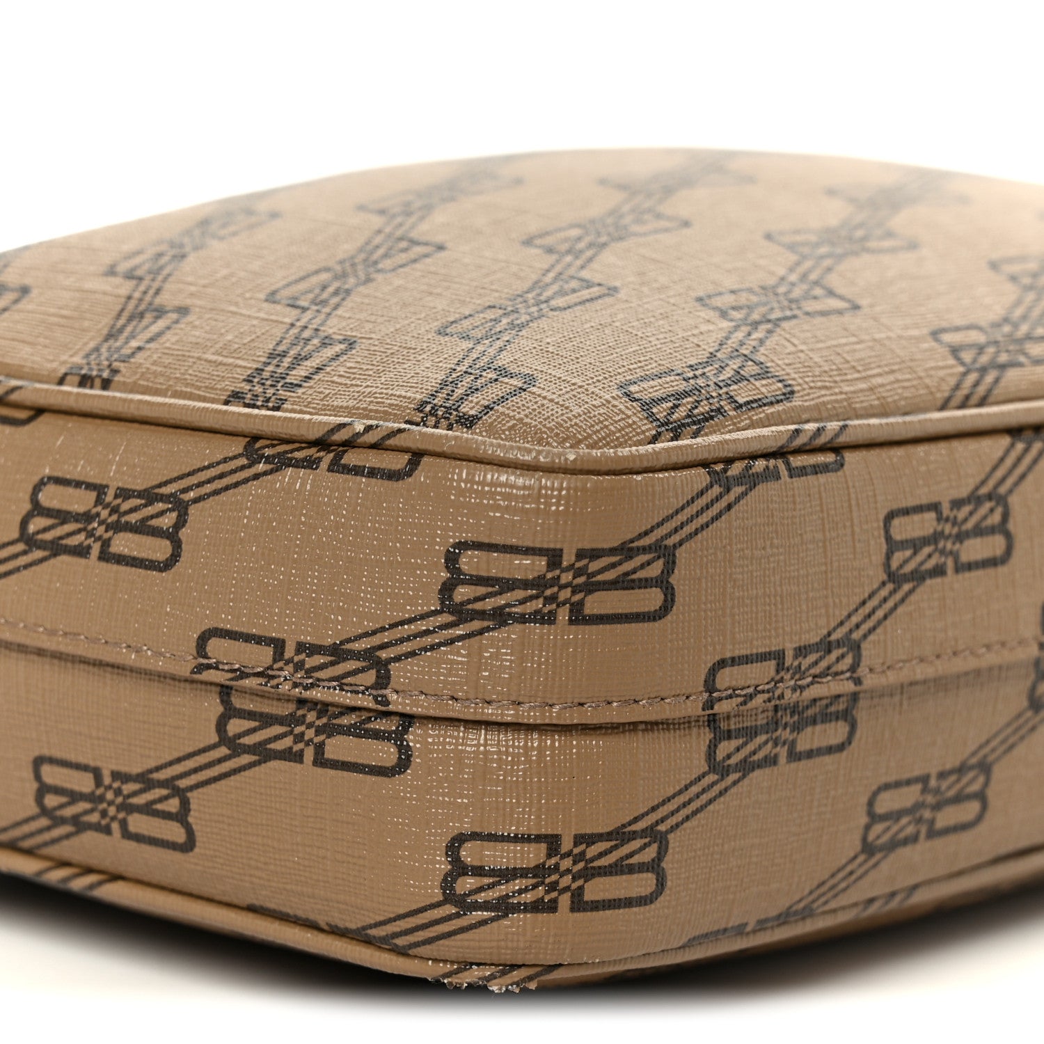 Coated Canvas BB Monogram Medium Signature Camera Bag Beige Brown