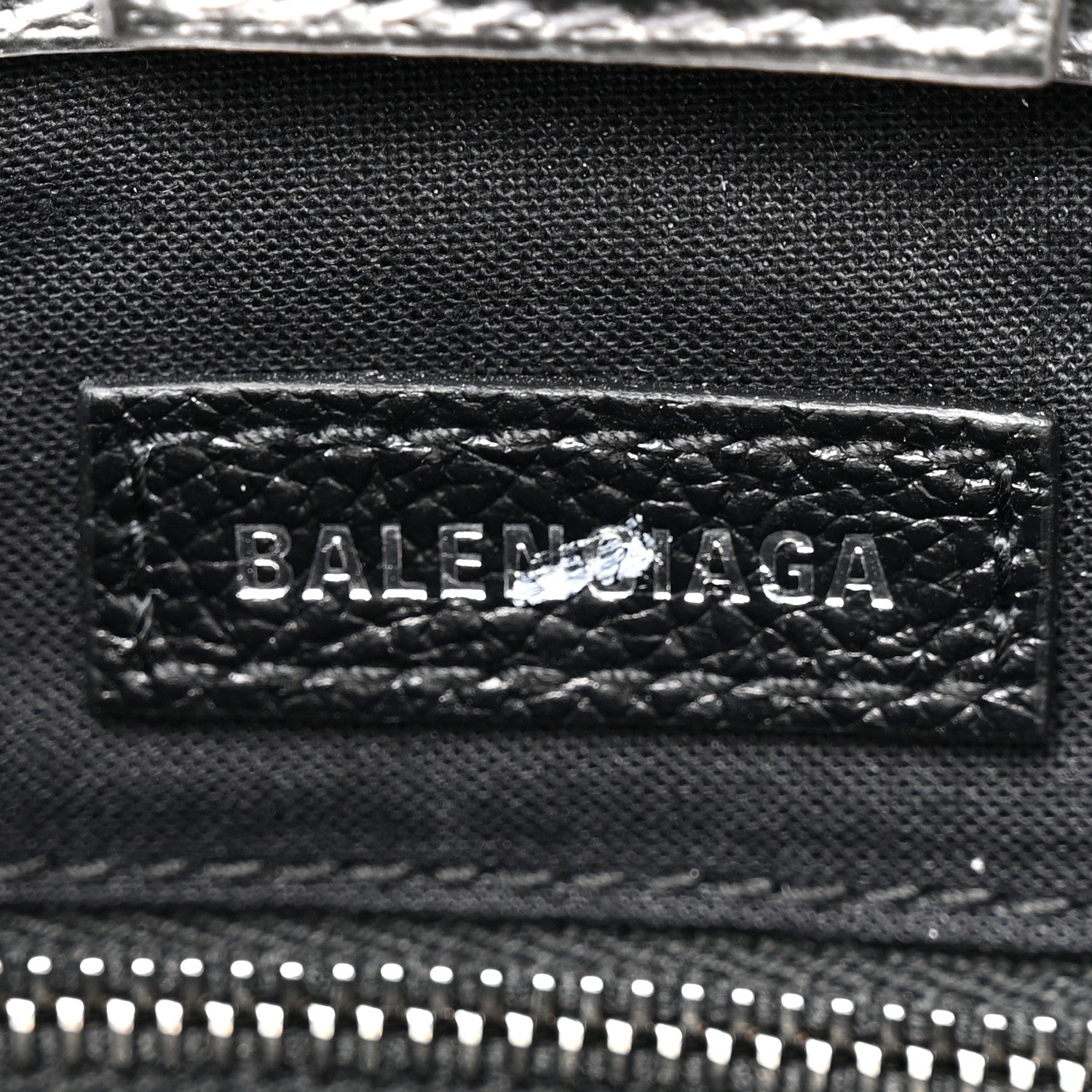 Metallic Squared Calfskin Logo North South Shopper Tote XXS Silver