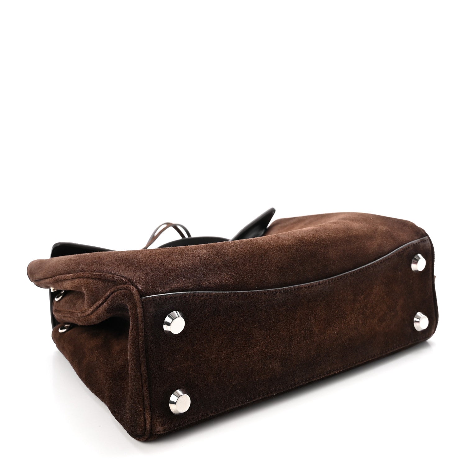 Waxed Suede Small Rodeo Top Handle Handbag Light Espresso