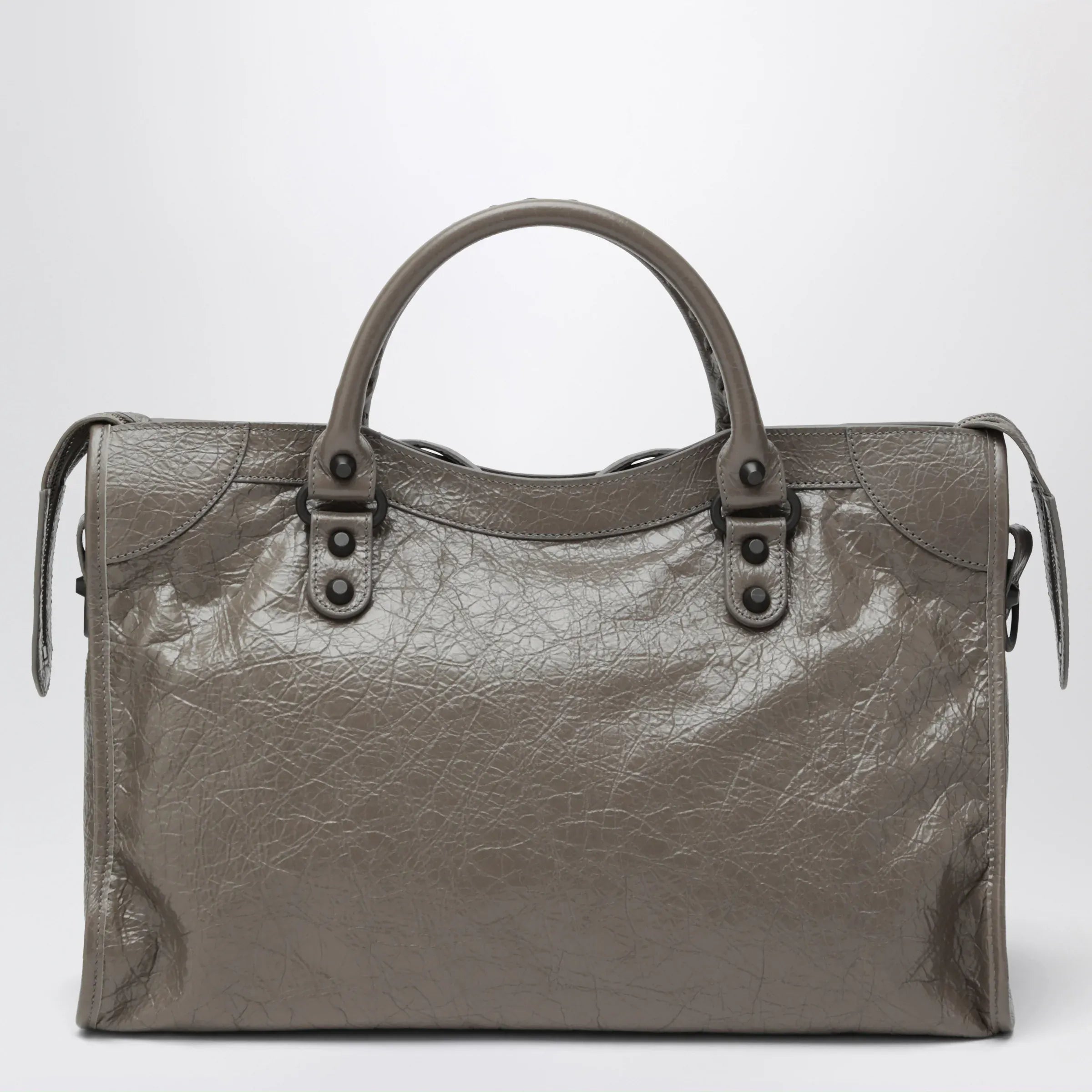 Balenciaga - Le City medium handbag in dark walnut leather