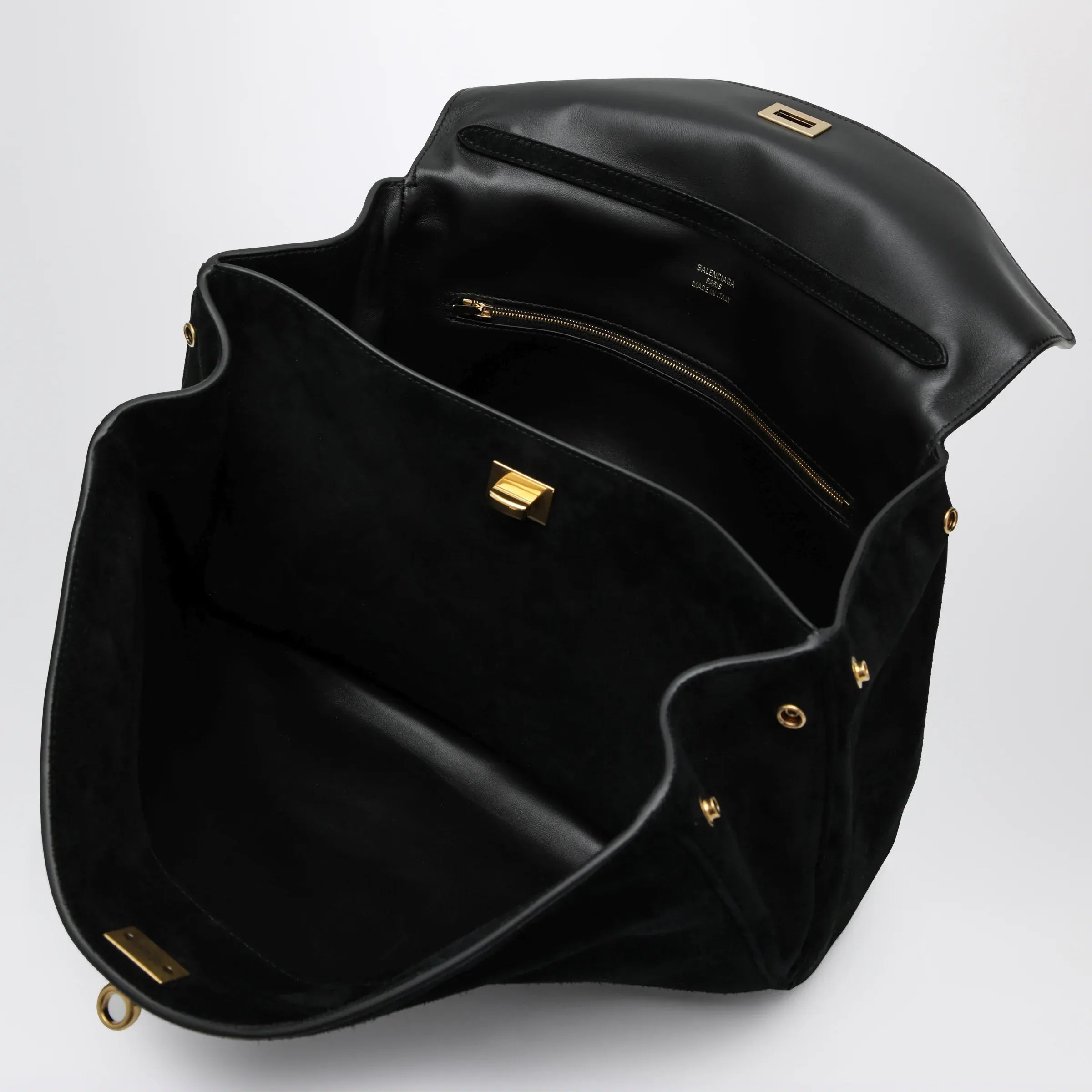 Balenciaga - Medium Rodeo bag in suede calfskin, black