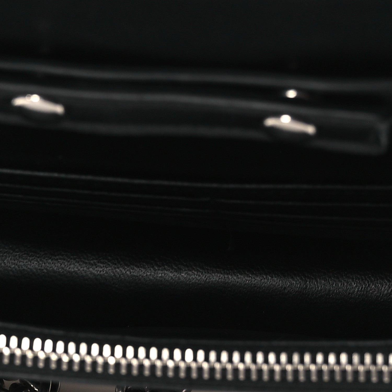 Shiny Calfskin Logo Crocodile Embossed Ville Wallet on Chain Black