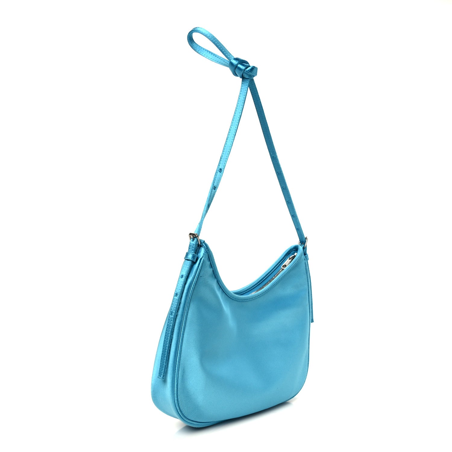 Satin Small Leopolda Shoulder Bag Blue