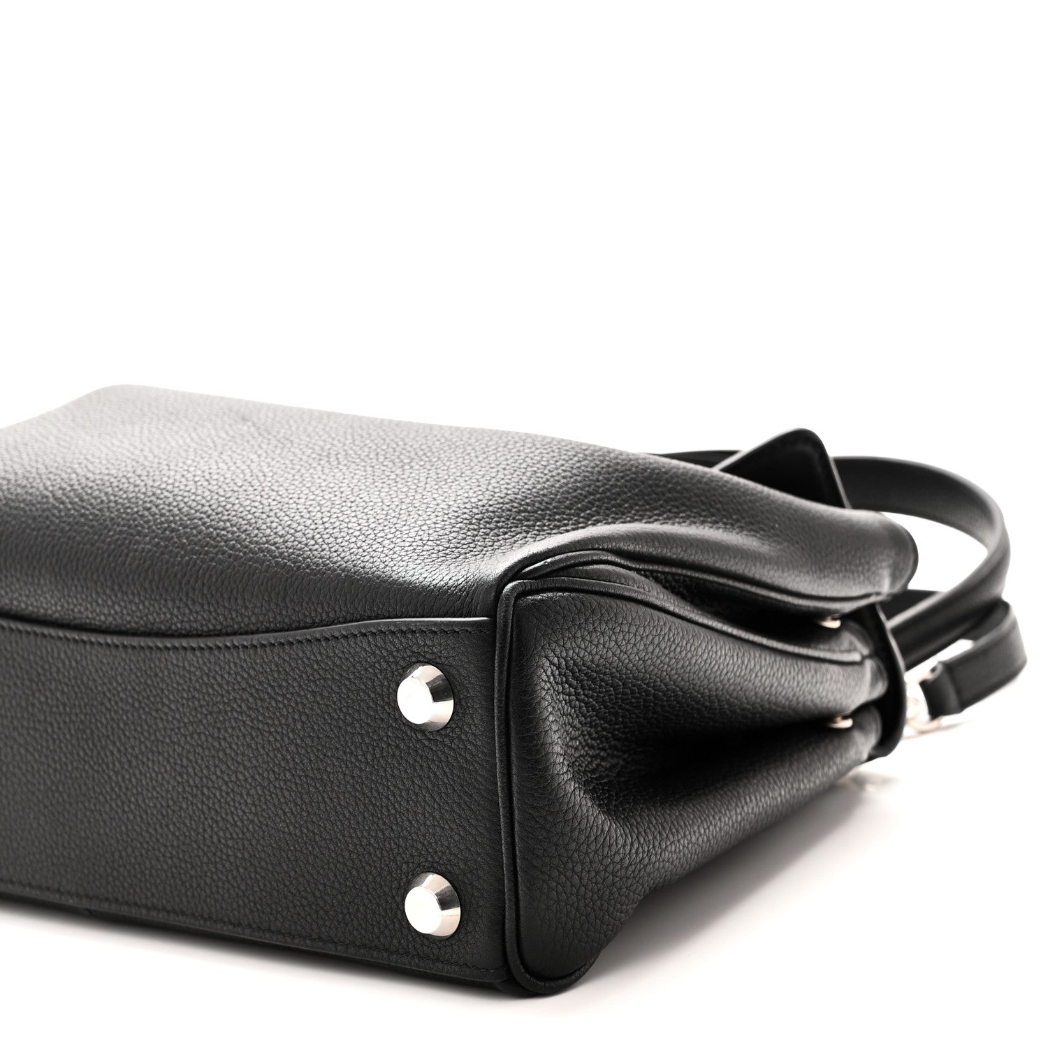 Grained Calfskin Small Rodeo Top Handle Handbag Black