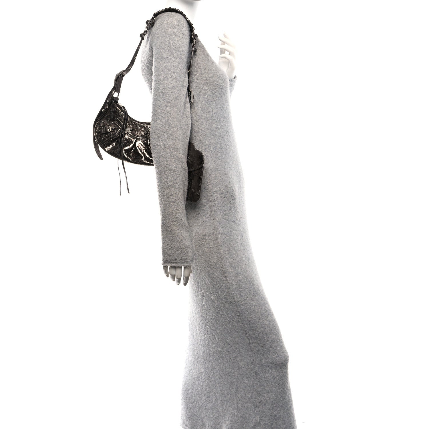Metallic Agneau Arena Le Cagole Shoulder Bag XS Dark Bronze