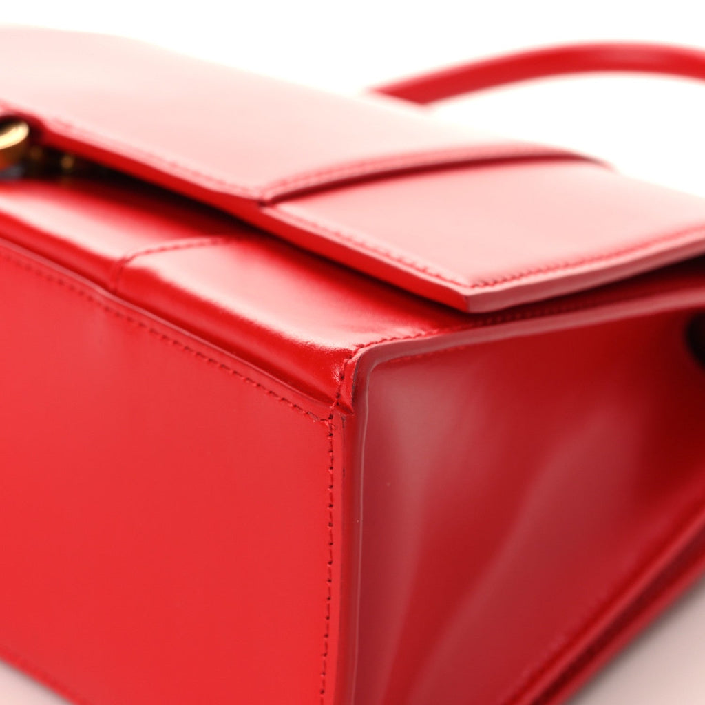 Shiny Box Calfskin Medium Hourglass Top Handle Bag Bright Red