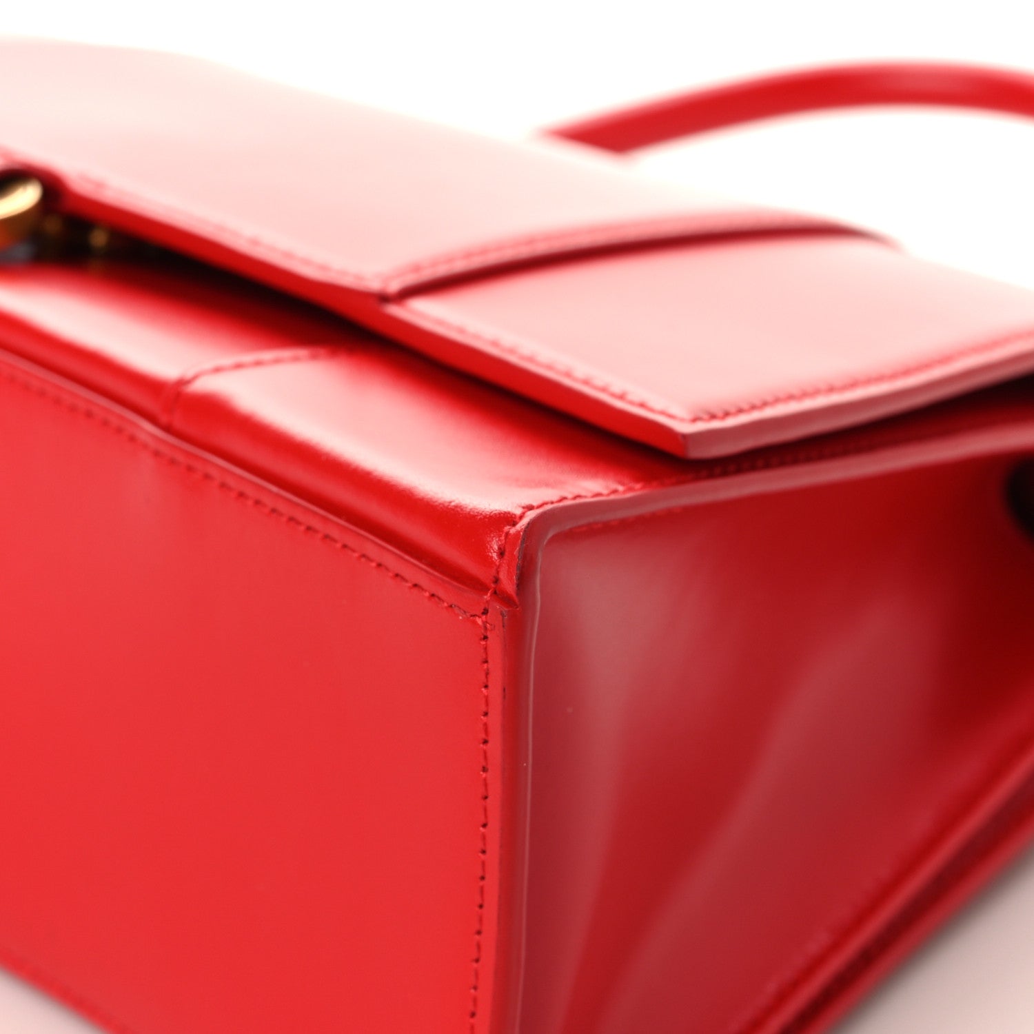 Shiny Box Calfskin Medium Hourglass Top Handle Bag Bright Red