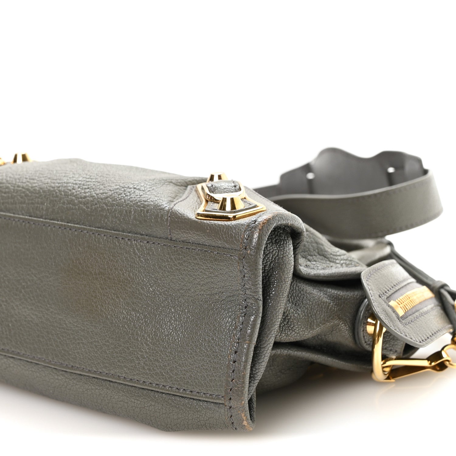 Chevre Gold Metallic Edge Hardware Mini City Gris Acier