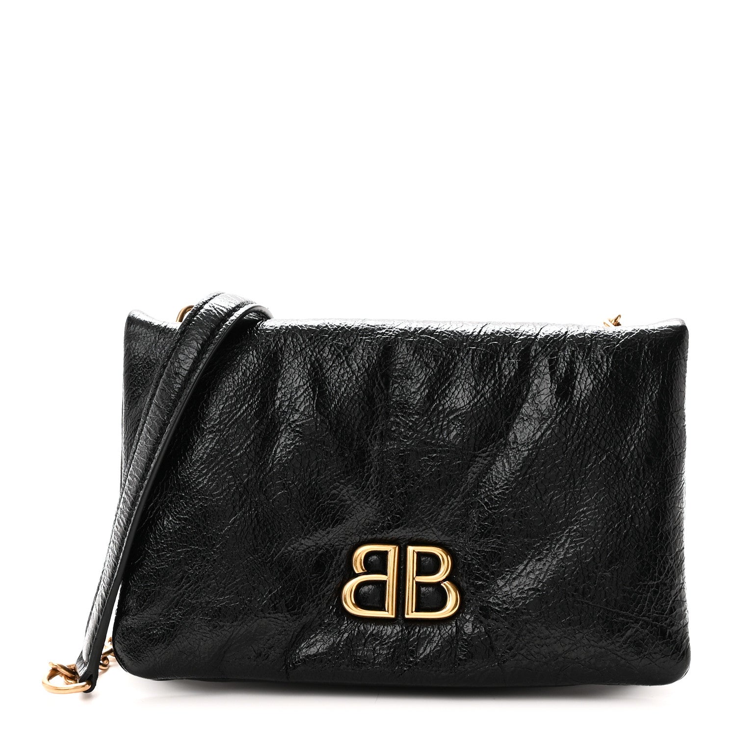 Arena Calfskin Medium Monaco Chain Shoulder Bag Black