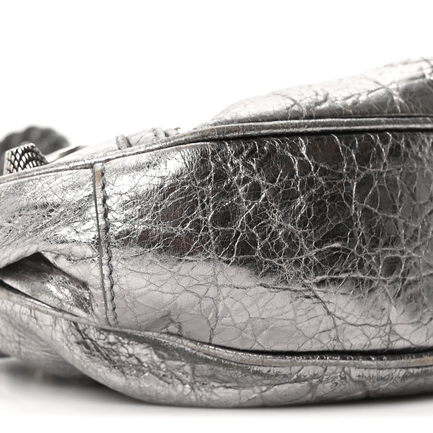 Metallic Agneau Arena Le Cagole Shoulder Bag XS Silver