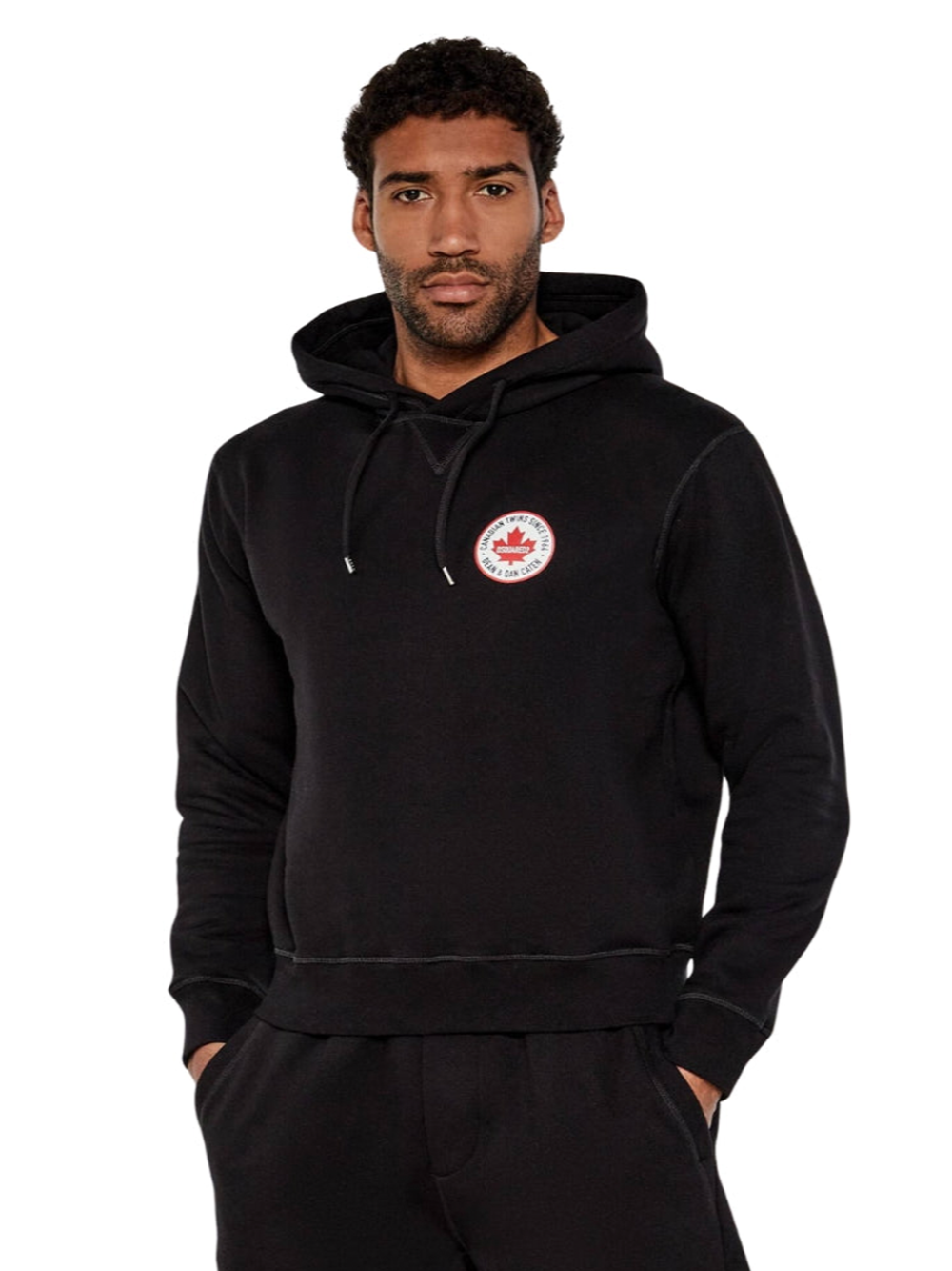 Dsquared2 Maple Leaf Patch Logo Cool Fit Black Hoodie