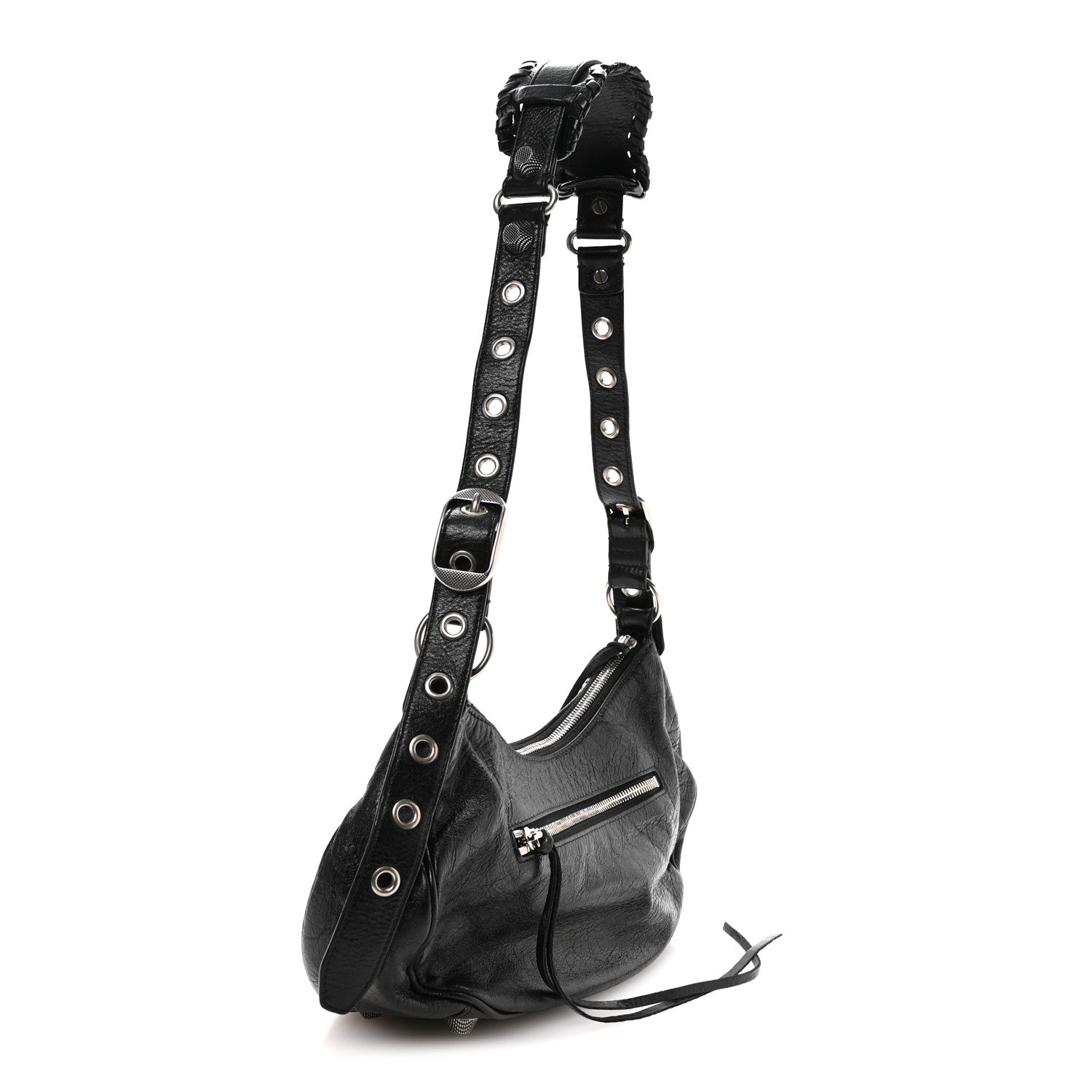 Agneau Arena Small Le Cagole Shoulder Bag Black