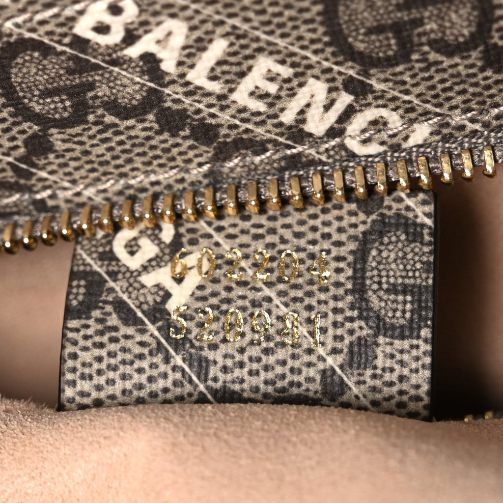 X BALENCIAGA GG Supreme Monogram Logo Print Horsebit 1955 Shoulder Bag Beige Ebony