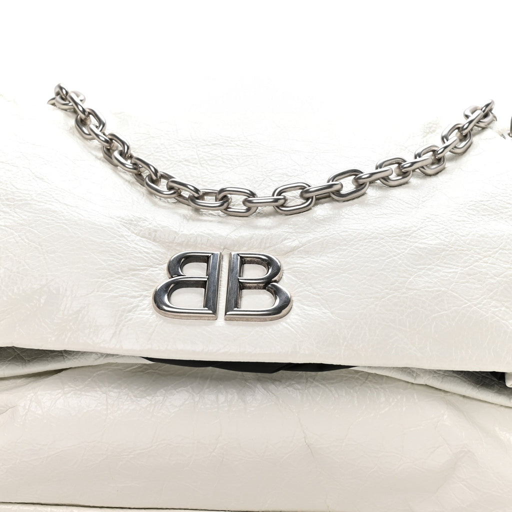 Arena Calfskin Nylon Medium Monaco Chain Shoulder Bag Optic White
