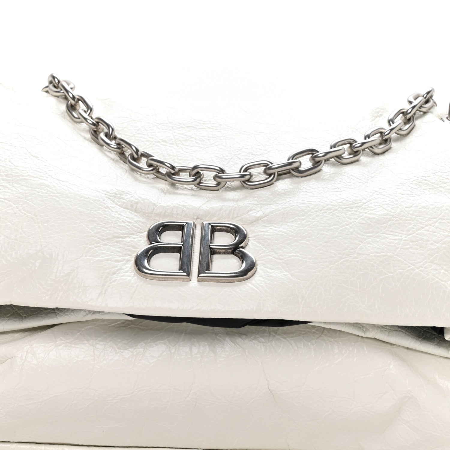 Arena Calfskin Nylon Medium Monaco Chain Shoulder Bag Optic White