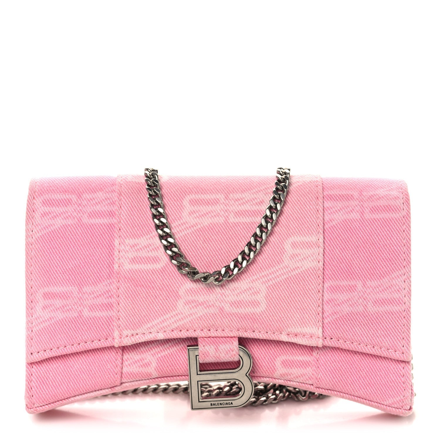 Denim XS Hourglass Wallet On Chain Pink