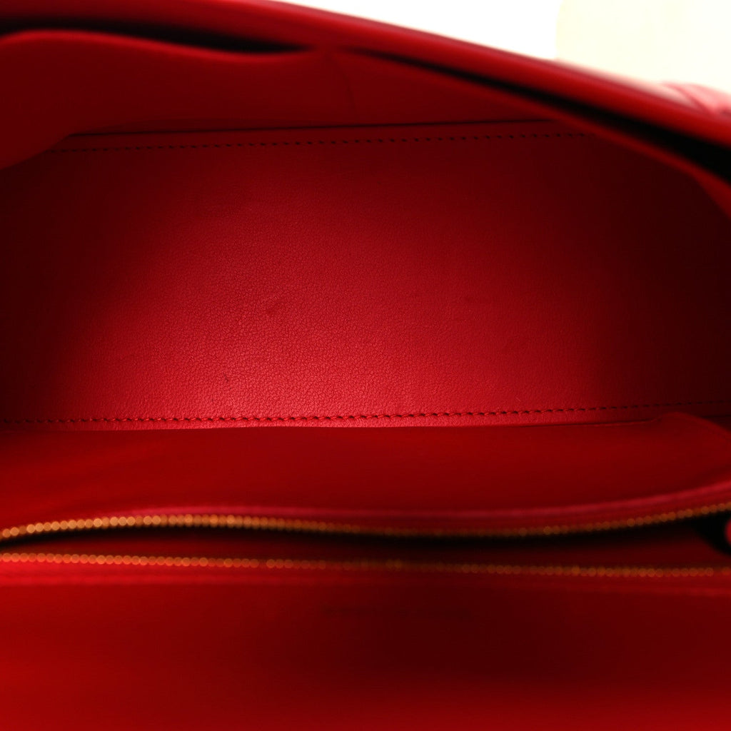 Shiny Box Calfskin Medium Hourglass Top Handle Bag Bright Red