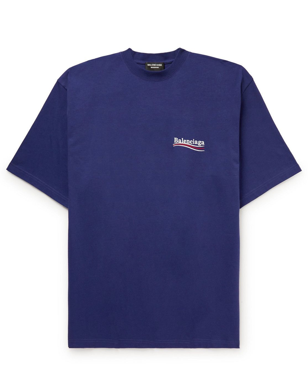 Balenciaga Political Campaign Embroidered Logo T-Shirt in Blue