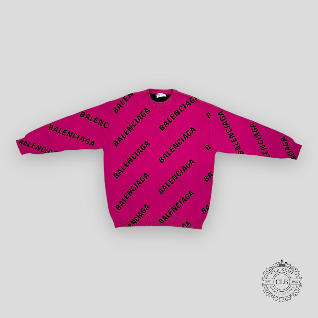 Balenciaga Insignia Oversized Intarsia All Over Logo in Pink/Black