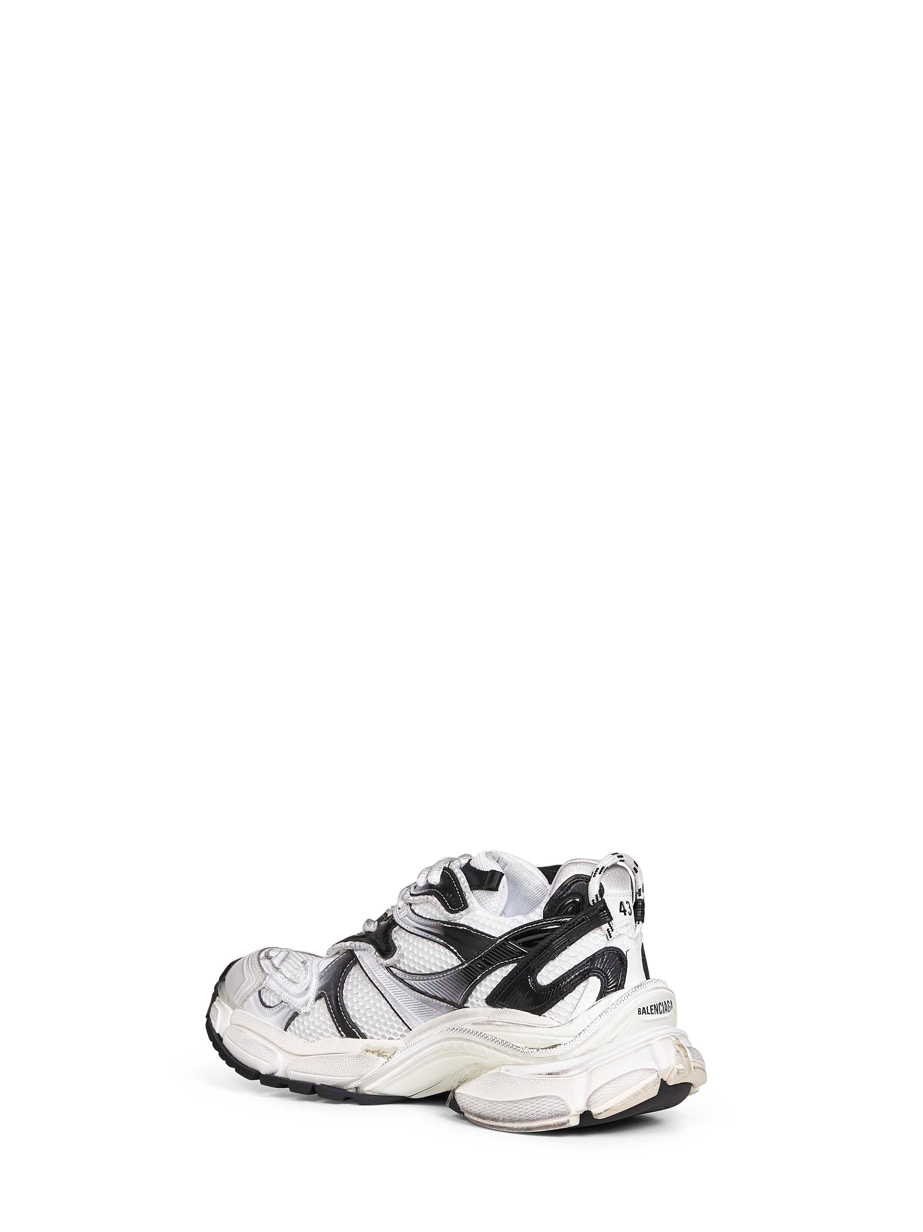 Balenciaga Men White And Black Mesh And Nylon Runner Sneakers
